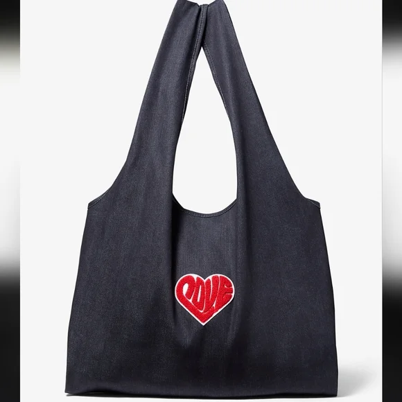 Michael Michael Kors Watch Hunger Stop LOVE Denim Tote Bag 16.5"W X 14"HX 4"D - Picture 2 of 10